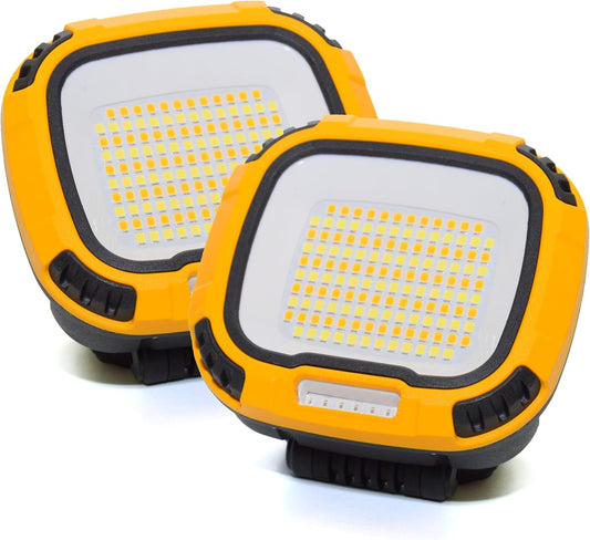 2 Pack Magnetic Work Light Rechargeable 5000Lumens, LED Flood Light with 4 Brightness & 4 Color, 36 Hours Runtime, USB-A Output & Waterproof for Car Repair, Construction, Emergency, Garage, Hurricane