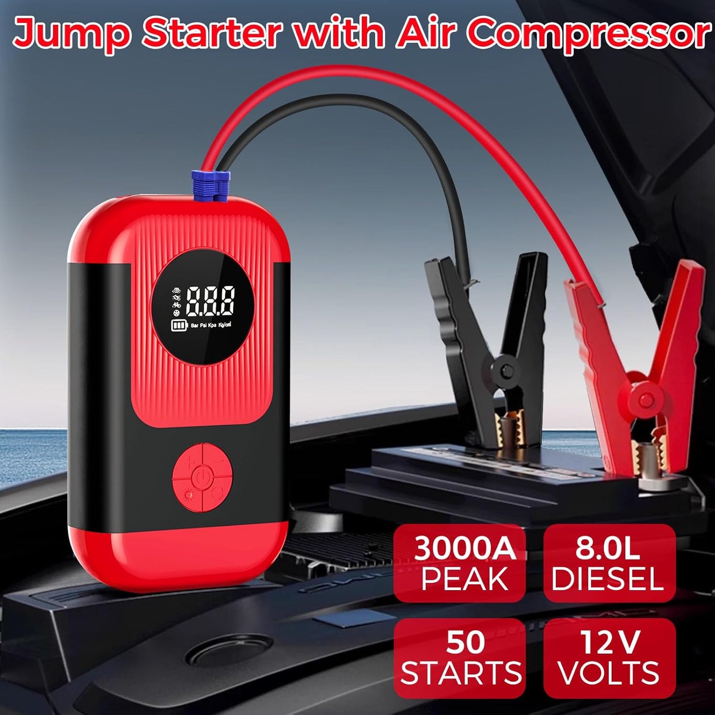 Tire Inflator Portable Air Compressor, 5X Faster Inflation 150PSI＆20000mAh Battery Air Pump, Tire Pressure Gauge, 12V Car Power Adapter for Car Motorcycle Balls Bike Pump