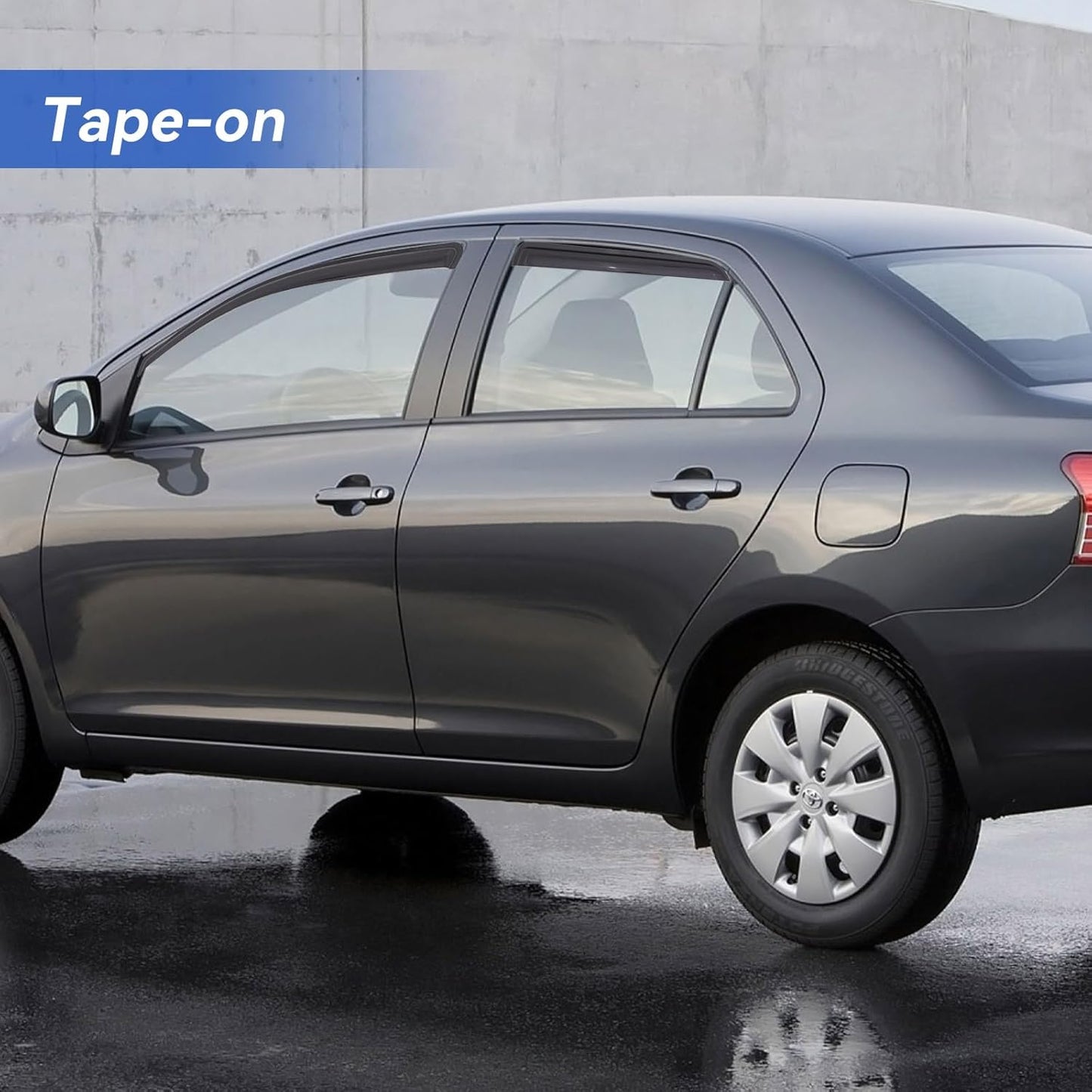 Window Visors Rain Guards for 2007-2013 Toyota Yaris Sedan, Out-Channel Window Vent Wind Deflectors Visors Shades for 07-13 Toyota Yaris