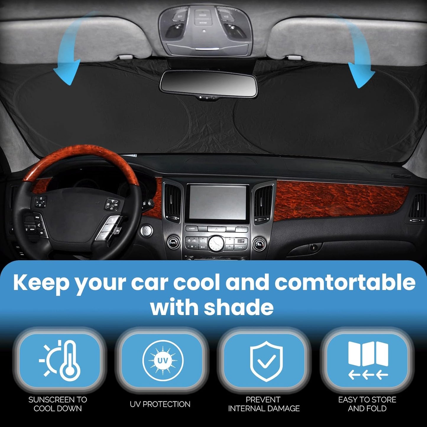 for 2025 E350 Windshield Sun Shade SunShades for Mercedes Benz SLC 2017-2024 Windshield Cover for 2022 Mercedes E-Class Sedan W211 E320 E500 E55 E550 E63 Accessories Sun Visor Protector UV Reflector