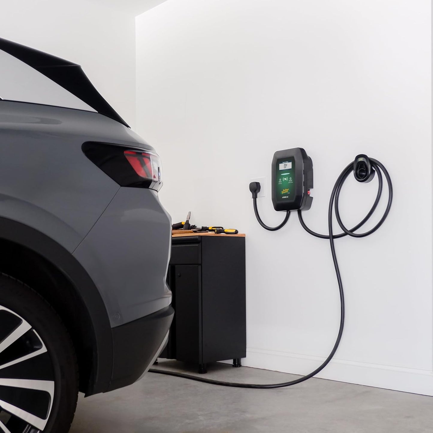 Battery Tender eCharge 40 AMP EV Charger - Level 2 Mounted Indoor Outdoor Fast Electric Vehicle Charging Station with Flexible 25ft Cable NEMA 14-50 - 022-3018-DL-WH