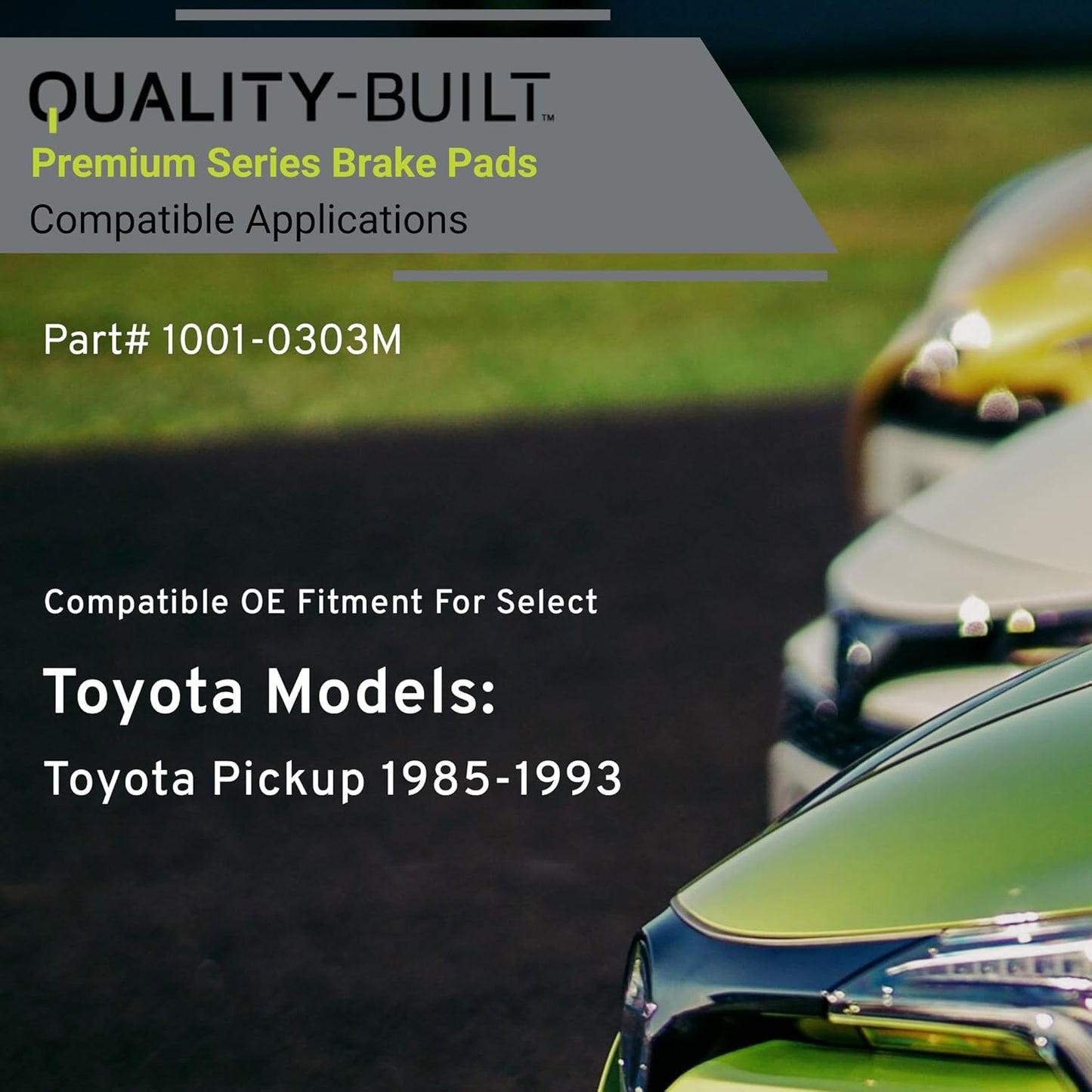 Premium Semi-Metallic Front Brake Pads (1001-0303M) Compatible with Toyota Pickup 1985-1993