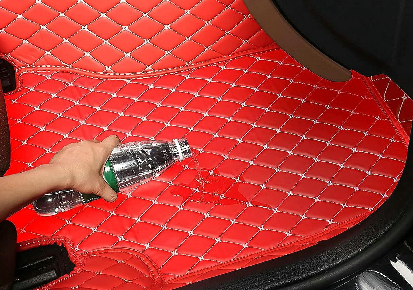 Custom Artificial Leather Waterproof All-Weather Car Floor Mats Fit for 99% Sedan SUV Sports Car Vehicle Car Mat (Purple)