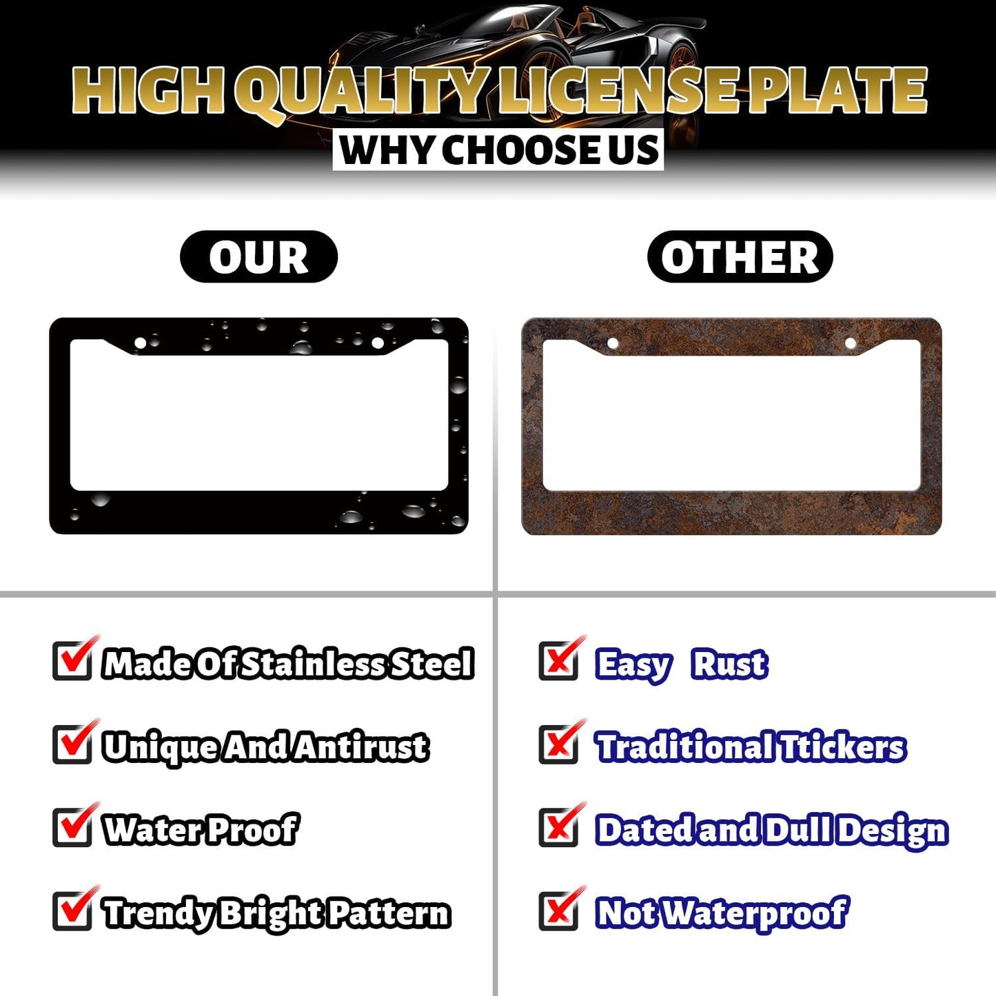 Abstract Art Flowers License Plate Frame Colorful Floral License Plate Holder Stainless Steel Funny Design 12.3" x 6.3"Compatible with Standard License Plate for USA Canada