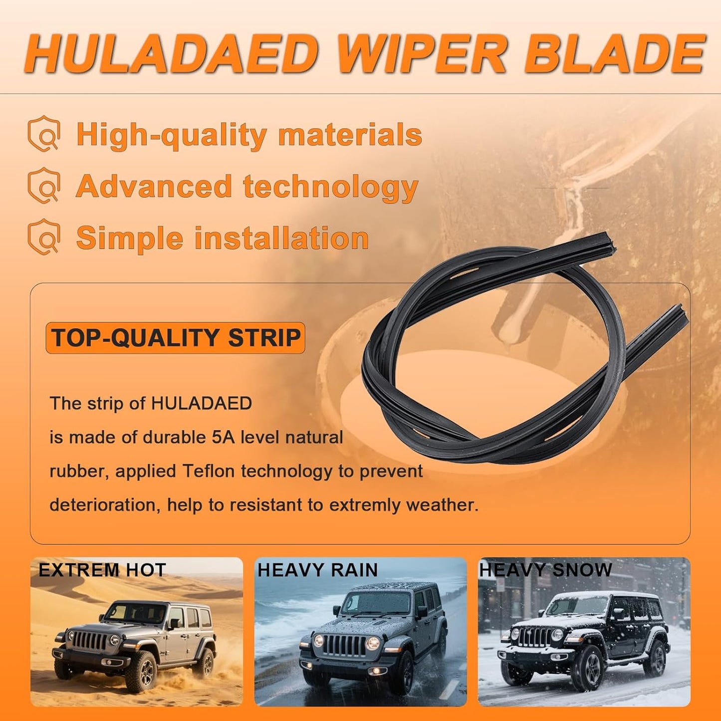 HULADAED® 26'' 16'' 12'' Windshield Wipers Replacement for Subaru Crosstrek 2023-2018,Silicone Front Rear Wiper blades for MY Car-All Weather & Quiet(3 PACK)