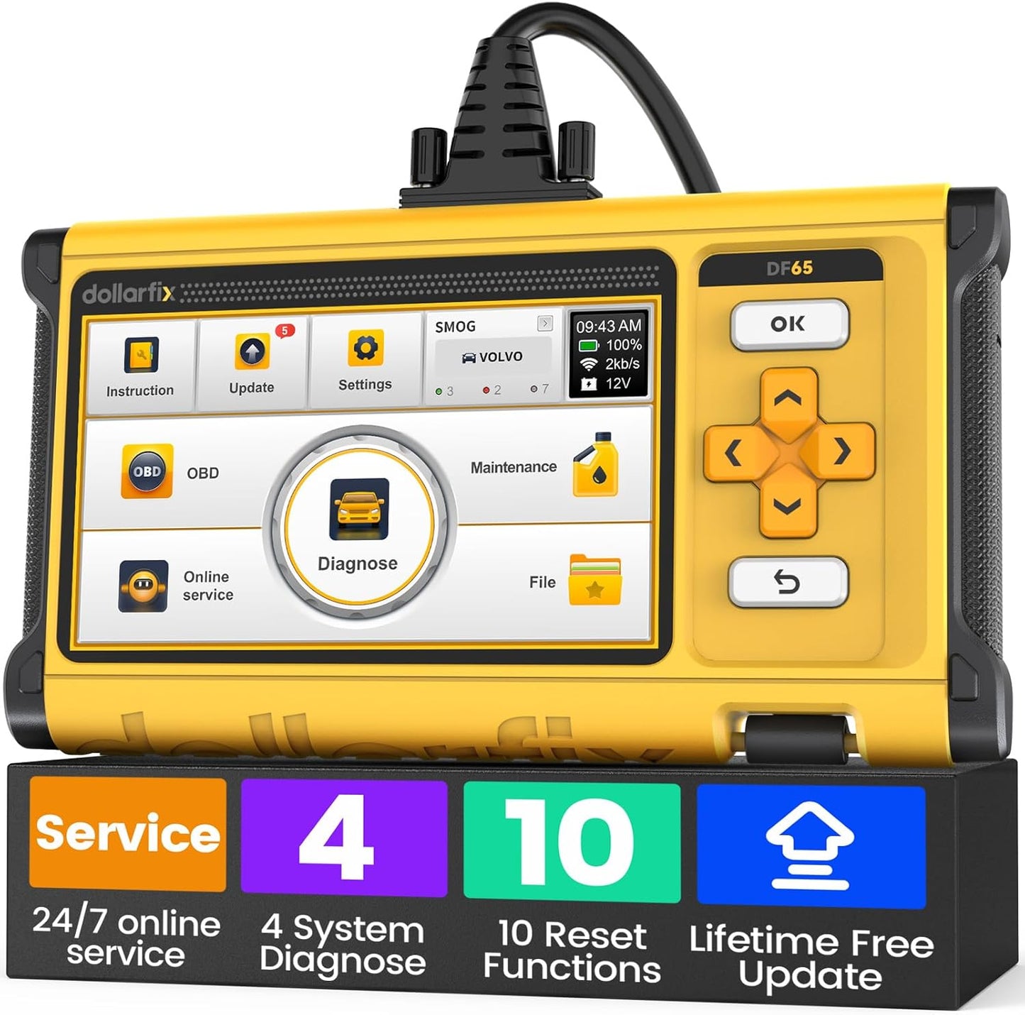 OBD2 Scanner Diagnostic Tool, ECM/TCM/ABS/SRS 4 System Deeply Scanner for Car, Support FCA SGW, BIDirectional Scan Tool Active Test with Oil/EPB/SAS/TPMS/ETS/NJEC 10 Resets, Lifetime Free Update