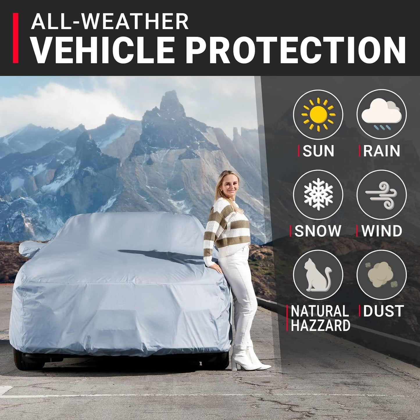 iCarCover Premium Car Cover for 1987-1996 Chevy Corsica Heavy Duty Waterproof All Weather Automobiles Custom Fit Indoor Outdoor UV Snow Protection Covers with Straps and Bag