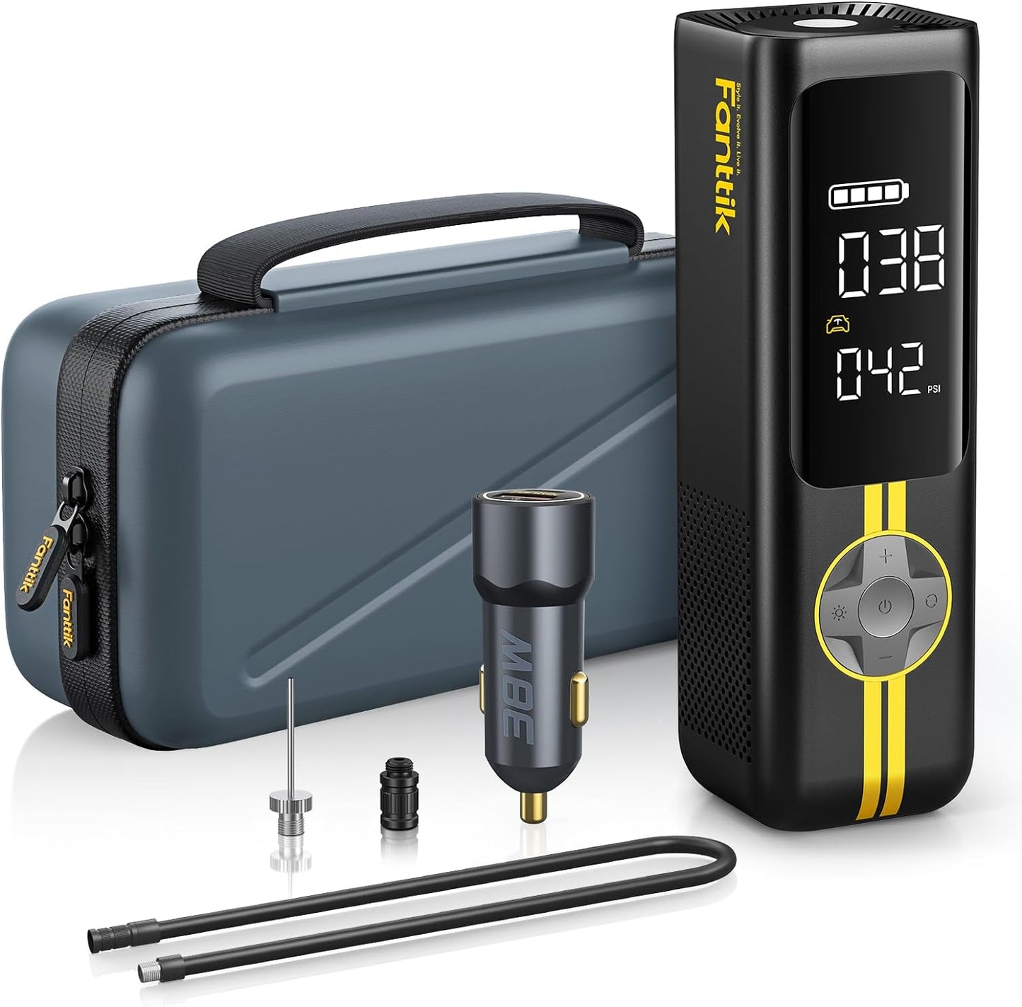 Fanttik X8 APEX EV Tire Inflator Portable Air Pump, 2X Faster Inflation, 150PSI Cordless Air Compressor with Powerful Battery, Fits Electric Cars, Cars, Motorcycles, Bikes, Balls, Deluxe Package