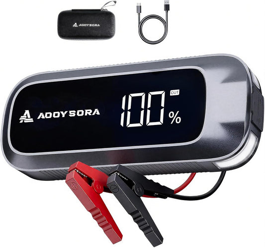 3000A Car Battery Jump Starter,16000mAh Jump Starter Battery Pack Up to 9.0L Gas & 7.0L Diesel, 12V Portable Car Jump Starter with LED Screen/3 Modes Flashlight/Jumper Cable