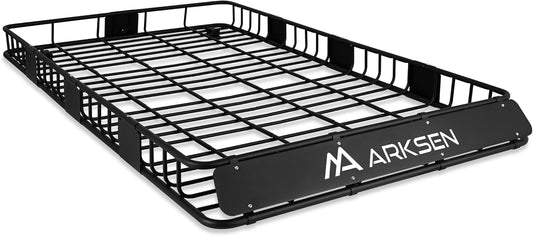 ARKSEN 84 x 50 x 6 Inch Universal Extra Wide 150LB Heavy Duty Roof Rack Cargo with Extension Car Top Luggage Holder Carrier Basket for SUV, Truck, & Car Steel Construction