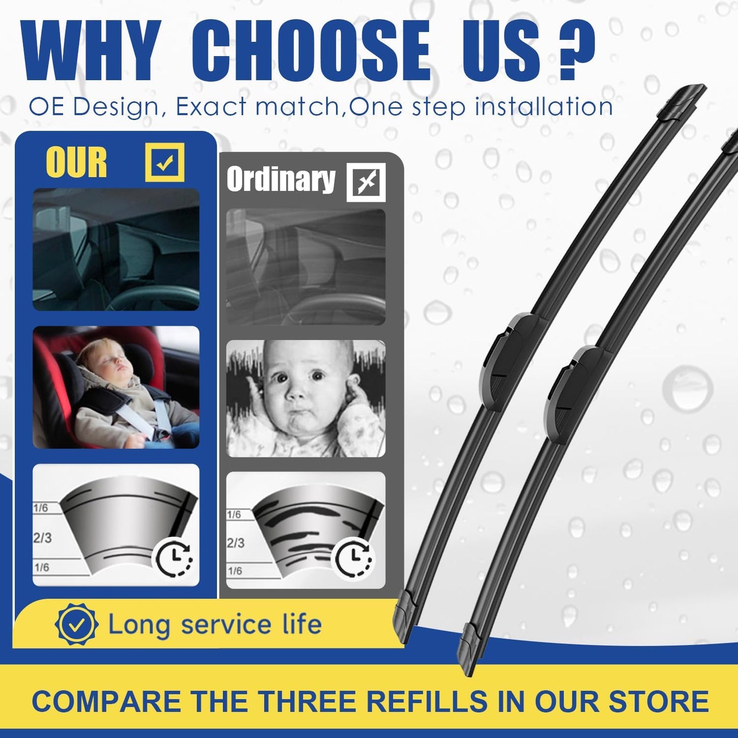 3 wipers Replacement For Subaru Outback Legacy 2010-2014 Nissan Murano 2003-2007 Windshield Wiper Blades Original Equipment Replacement - 26"+19"+14" (Set of 3) U/J HOOK