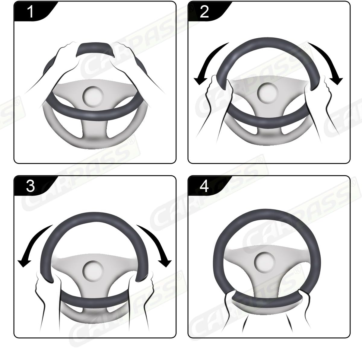 CAR PASS Rhombus Leather Universal Steering Wheel Cover, Fit for Suvs,Trucks,Cars,Sedans,Vans (Black&Dark Purple)