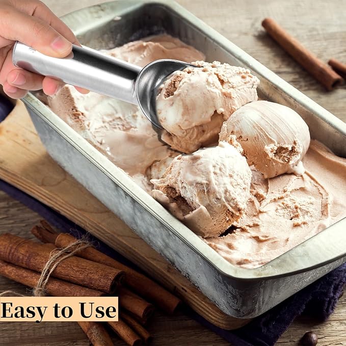 Aluminum Ice Cream Scoop, Large Ice Cream Scooper, Silver, Comfortable to Hold, Lightweight