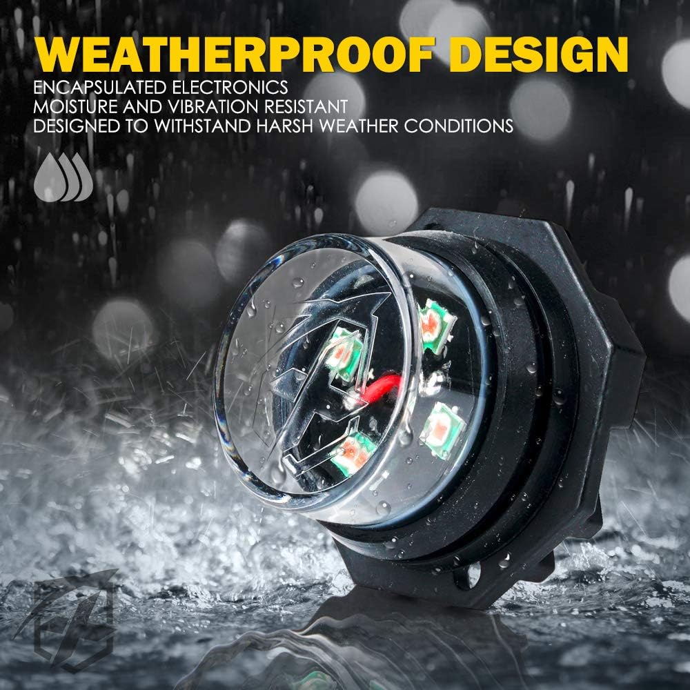 Xprite White Amber LED Hideaway Strobe Lights Kit 20 Flashing Patterns w/Control Panel Headlights Taillights Fog Light Mounting, for Roadside Emergency Vehicles Trucks SUV Vans Cars UTV ATV 8 PCs
