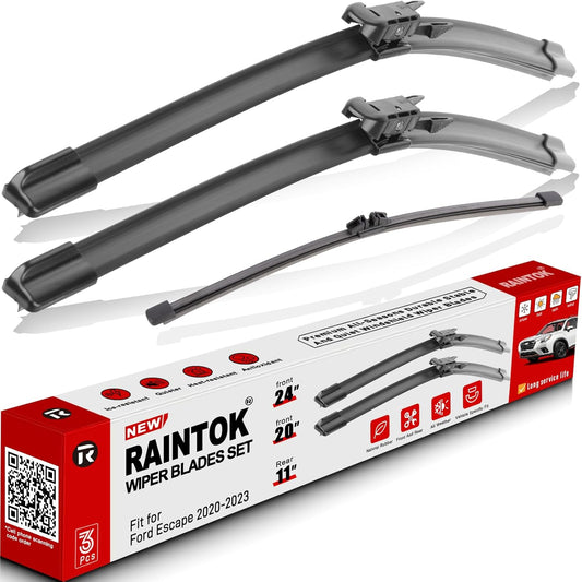 Windshield Wiper Blades Replacement for Ford Escape 2020 2021 2022 2023 Original Factory Quality Front Rear Wipers Blade Set for My Car - 24" 20" 11" (Pack of 3)