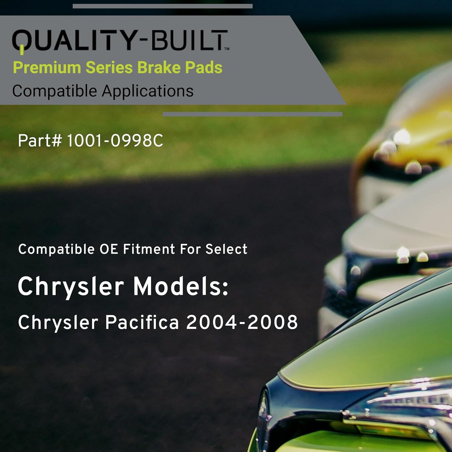 Premium Ceramic Rear Brake Pads (1001-0998C) Compatible with Chrysler Pacifica 2004-2008