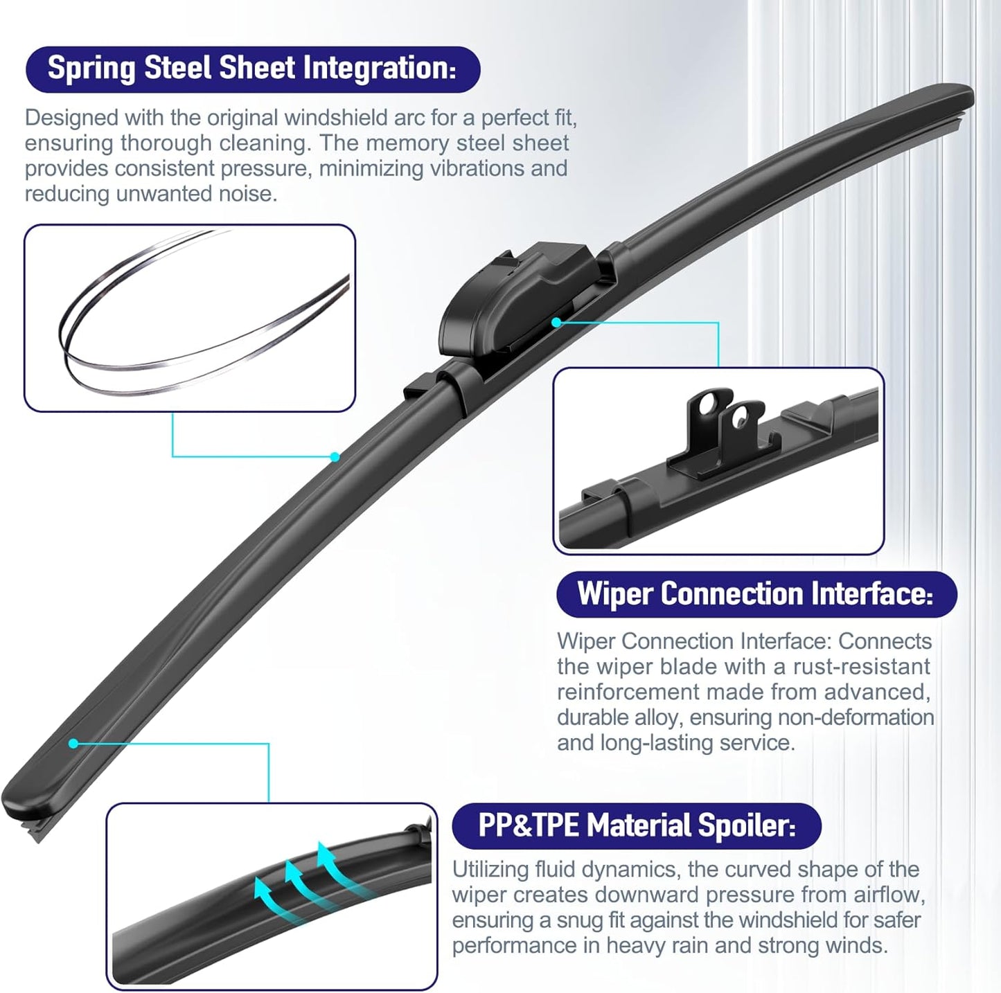 AJK Wiper Blades for Chevrolet Suburban 2015 2016 2017 2018 2019 2020, 2 Piece All Weather OEM Quality Automotive Replacement Windshield Wiper Blades for My Car