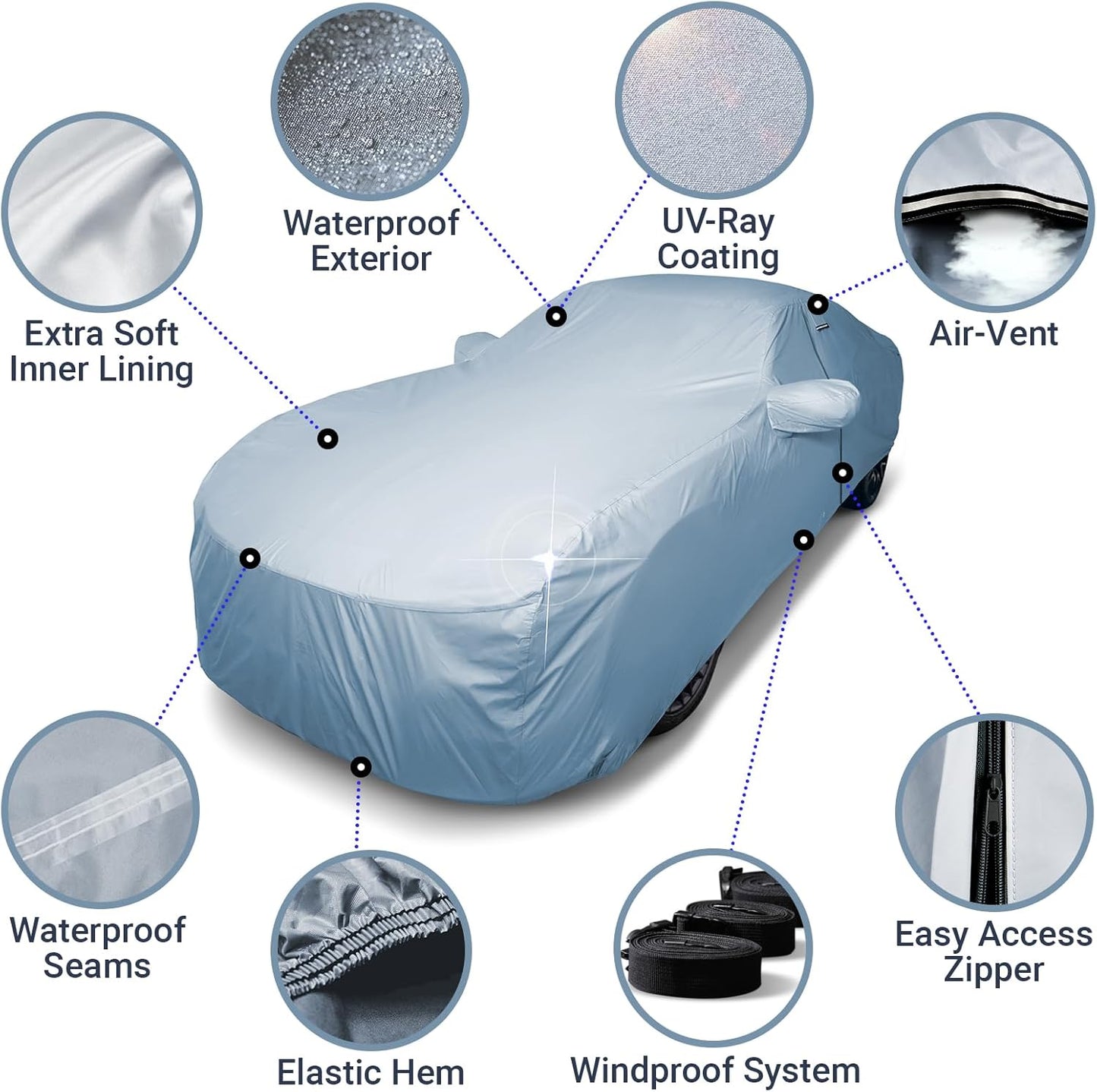 iCarCover Premium Car Cover for 2011-2017 Chevy Caprice Sedan Heavy Duty Waterproof All-Weather Automobiles Custom Fit Indoor Outdoor UV Snow Protection Covers with Straps and Bag