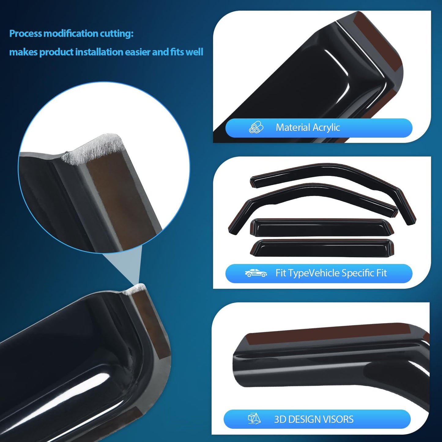 Nilight in Channel Rain Guards for Ford Bronco Sport 2021 2022 2023 2024 Original Window Deflectors,Vent Window Visors-4PCS