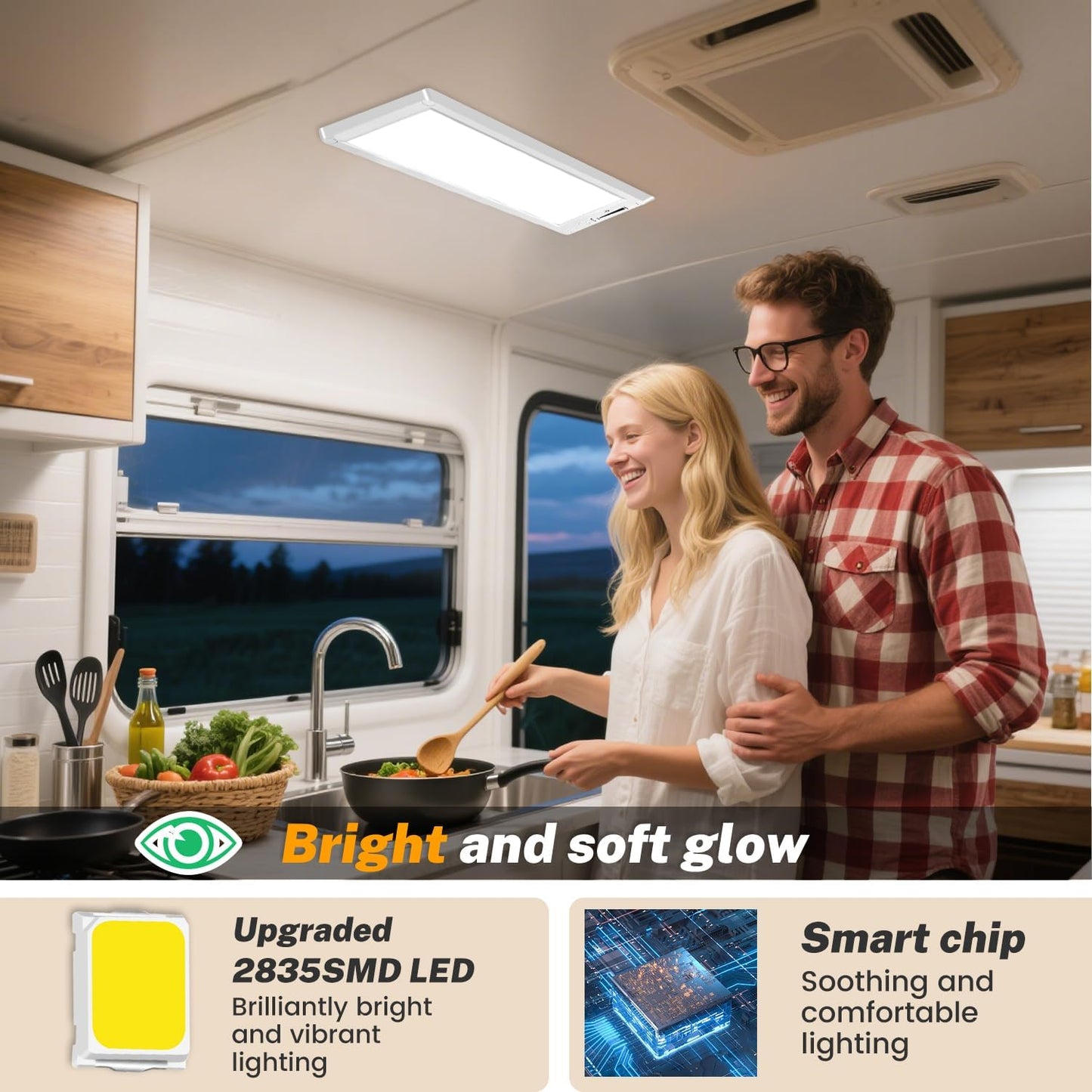 4 Pack RV Lights Interior,3 Color RV LED Super Bright Fixture,12V RV Ceiling Dome Light with ON/Off Dimmable Switch Energy Saving for RV/Camper/Car/Trailer/Boat