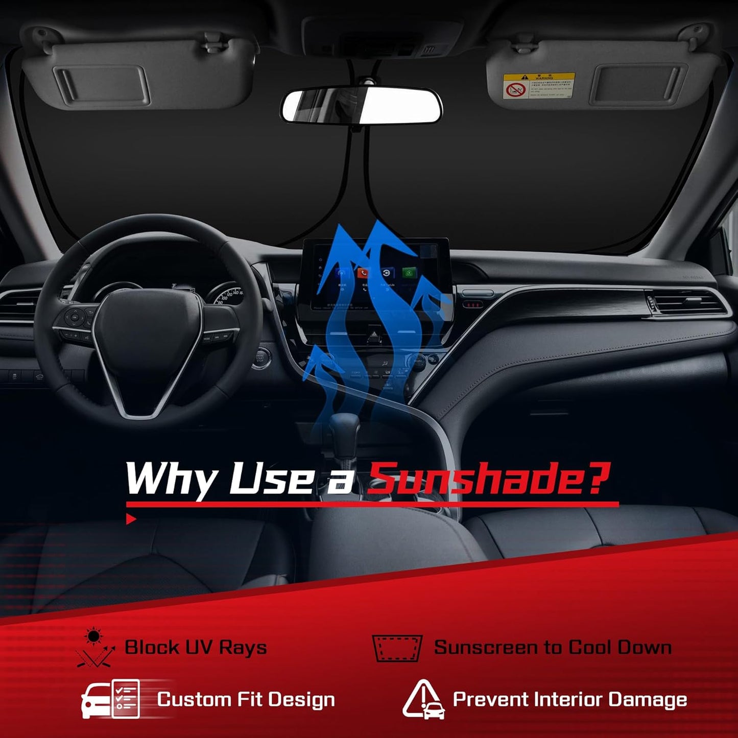 ARISMOTOR Windshield Sun Shade for Toyota Corolla Cross 2022-2025 2026, Custom Fit Foldable Front Window Sunshade Sun Visor Protector, Block UV Rays Keep Your Car Cooler