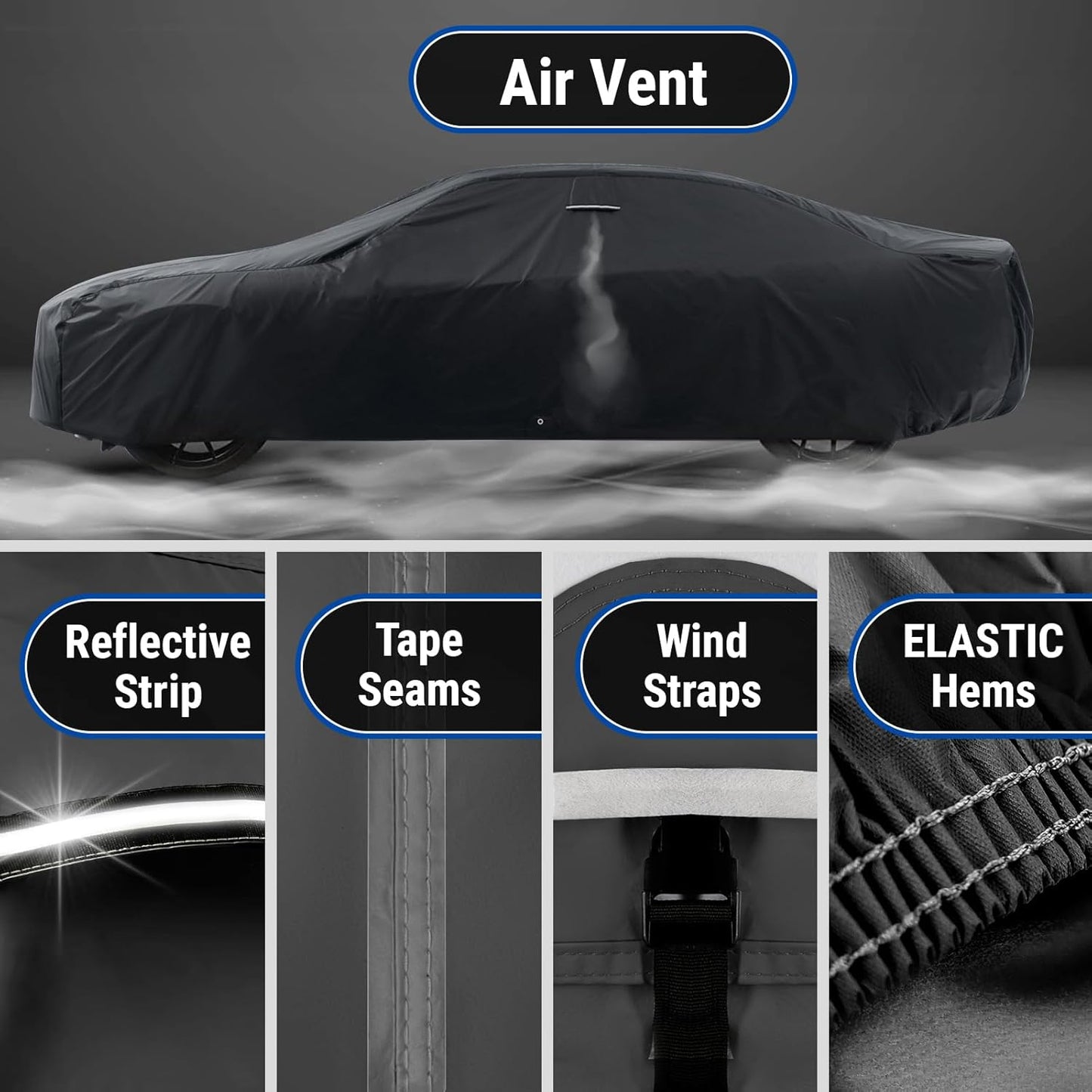 iCarCover Custom Car Cover for Chevy Stylemaster (1946-1948) Waterproof All Weather Rain Snow UV Sun Protector Full Exterior Indoor Outdoor Car Cover (Stripe - Black/Gray)