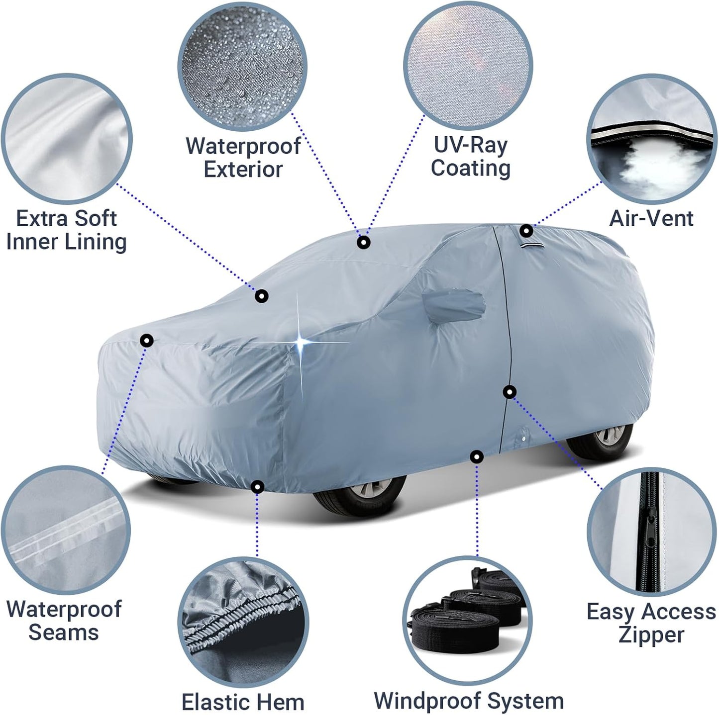 iCarCover Premium SUV Car Cover for 1978-1996 Ford Bronco w/o Spare Tire, Waterproof Car Cover for All Weather, Rain Snow UV Sun Protector for Automobiles, Full Exterior Covers Indoor Outdoor