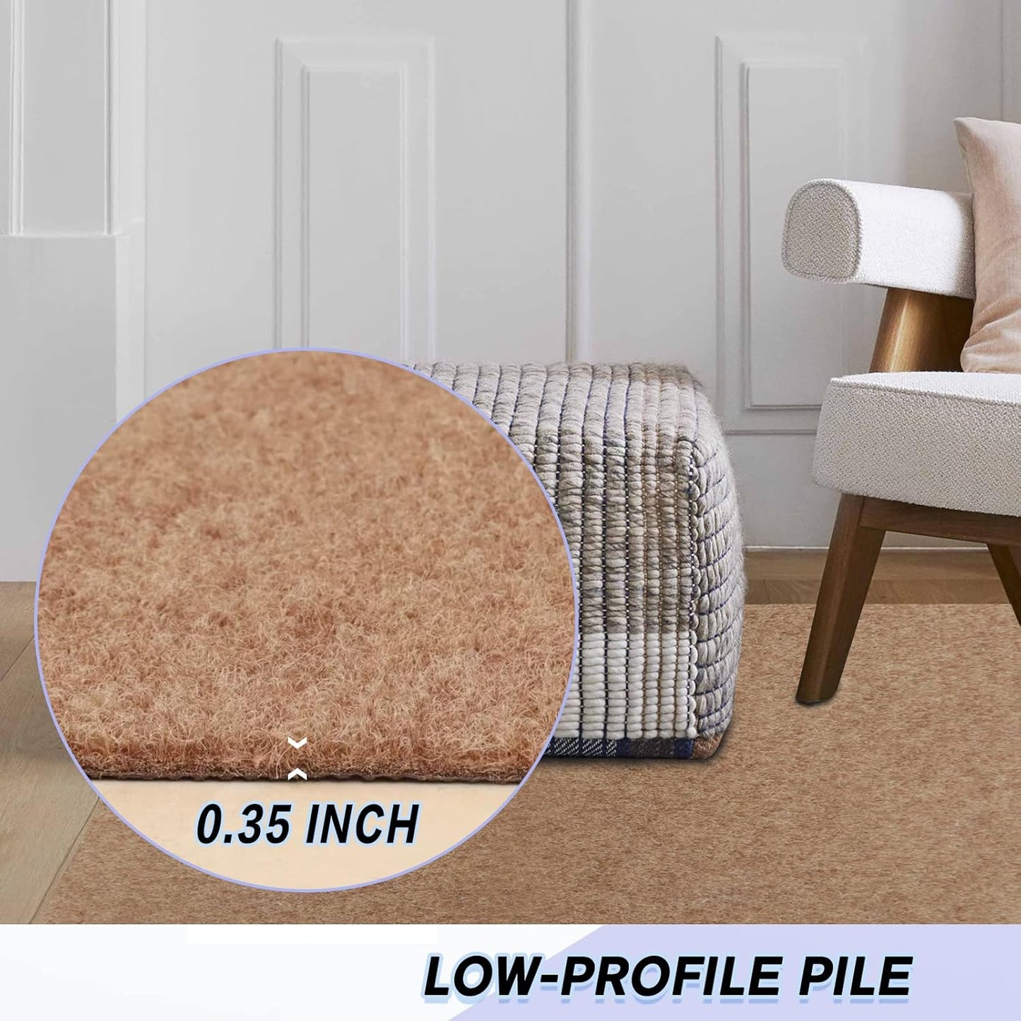 Custom Size Backed Non-Slip Area Rugs Runner, Easy Clean, Waterproof Runner Rugs for Hallway Entryway, Kitchen, Laundry, 3FT x 3FT, Beige