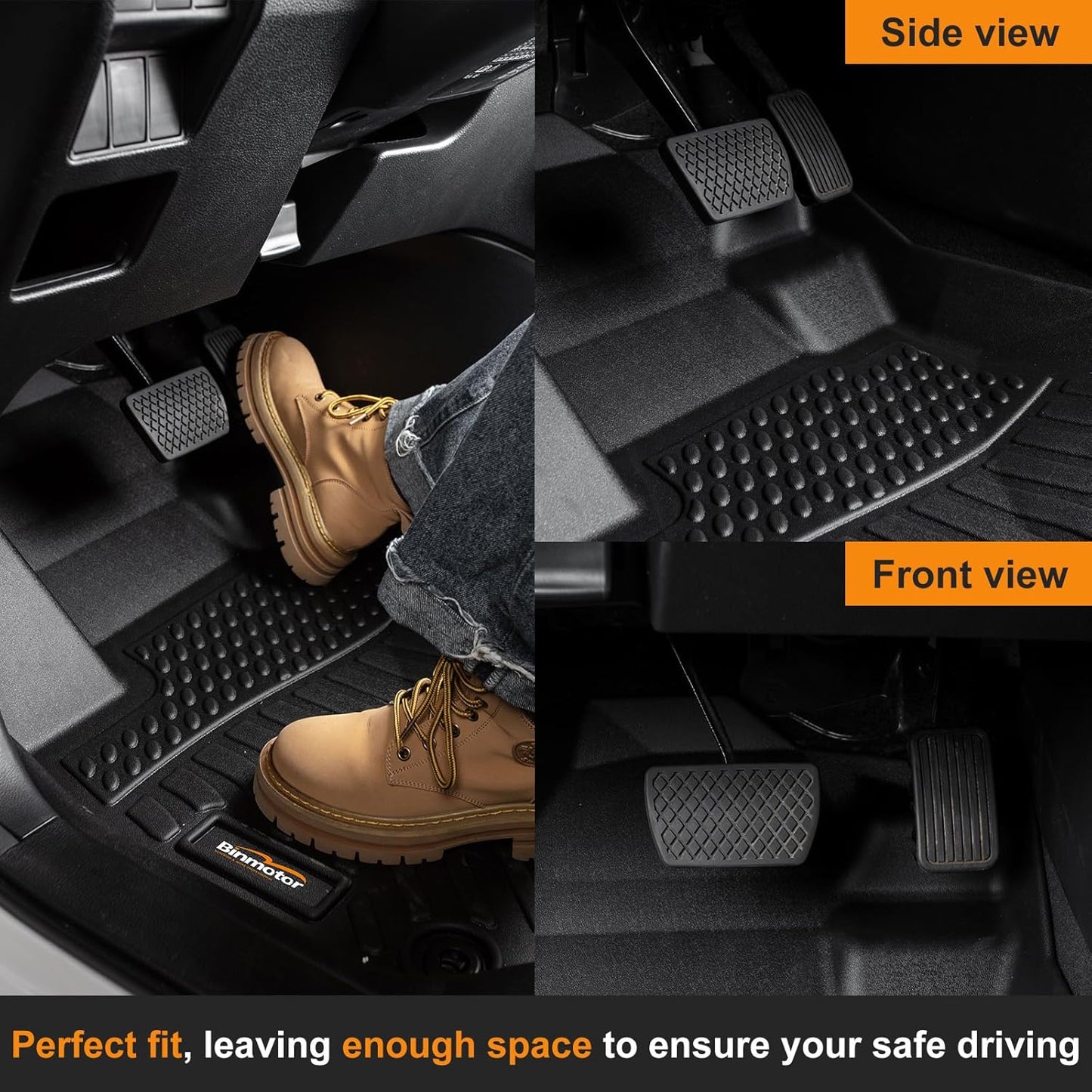 Binmotor-Floor Mats for Toyota Corolla 2009-2013, Front & 2nd Row, TPE All Weather Car Accessories Mats for Toyota Corolla Custom Fit for Corolla Floor Liners Waterproof Car Mats