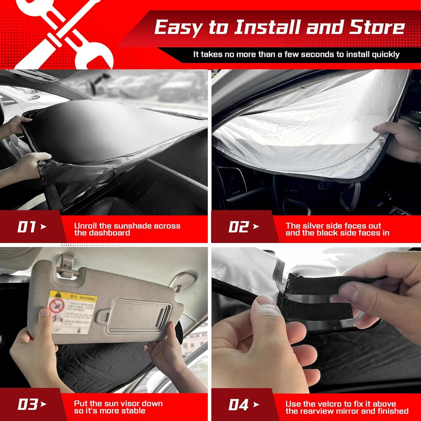ARISMOTOR Windshield Sun Shade for Ni-ssan Leaf 2018-2025, Custom Fit Foldable Front Window Sunshade Sun Visor Protector, Block UV Rays Keep Your Car Cooler