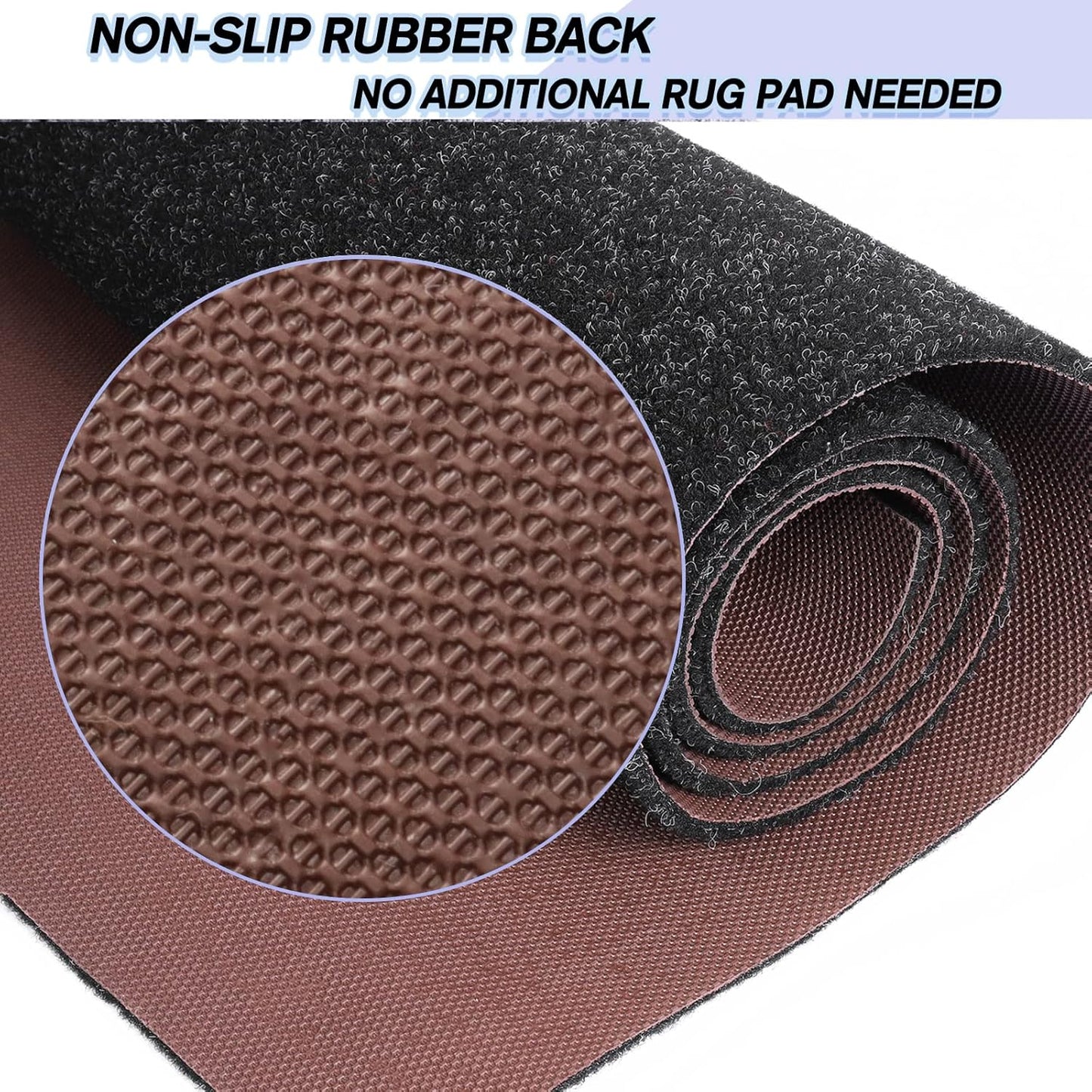 Custom Size Backed Non-Slip Area Rugs Runner, Easy Clean, Waterproof Runner Rugs for Hallway Entryway, Kitchen, Laundry, 2FT x 78FT, Black