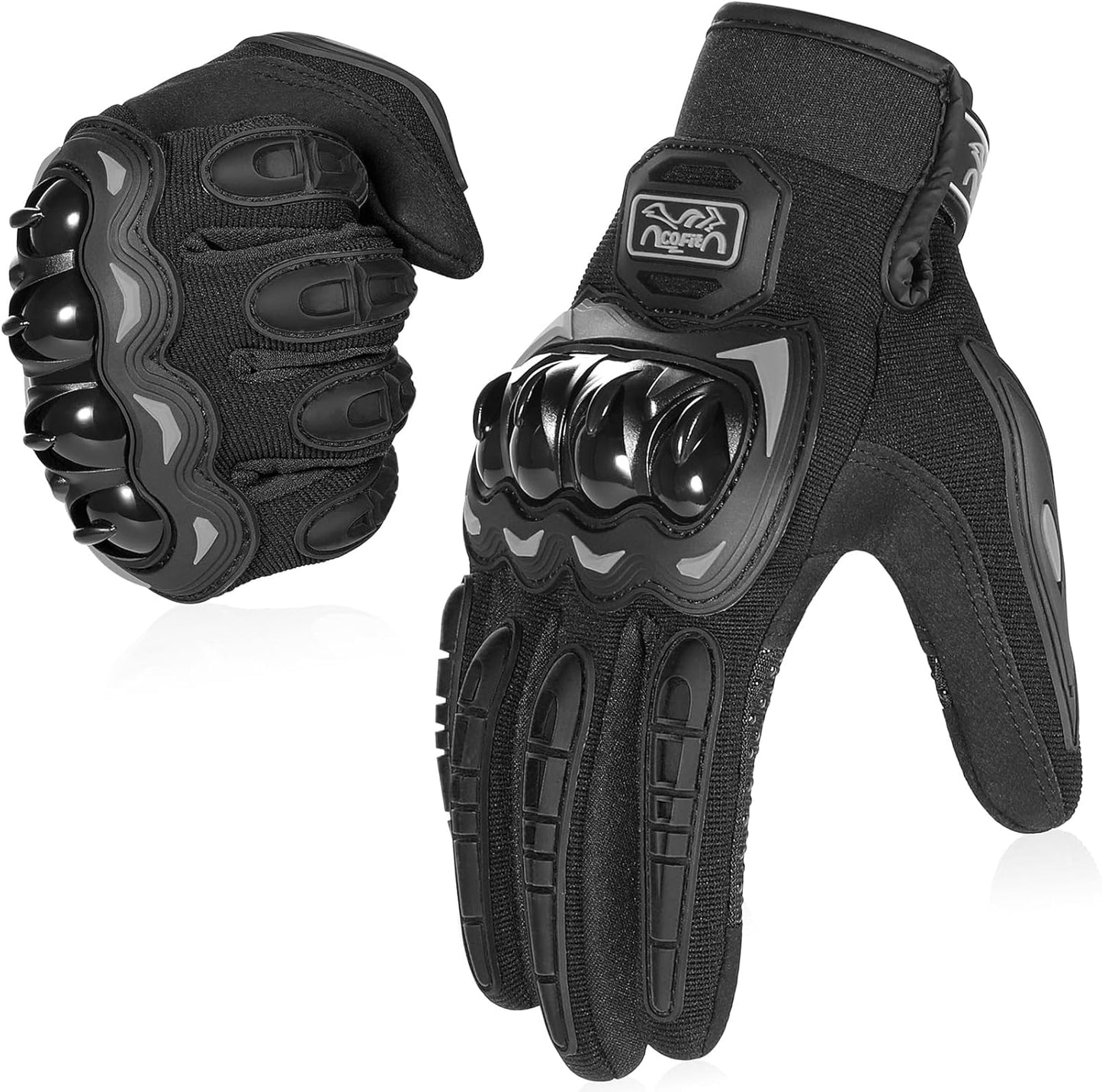 COFIT Motorcycle Gloves Breathable, Touchscreen Motorbike Gloves Anti-Slip with Good Grip Hard Knuckles Protection for Men Women Motocross, BMX ATV MTB Cycling, Road Racing - Black XXL