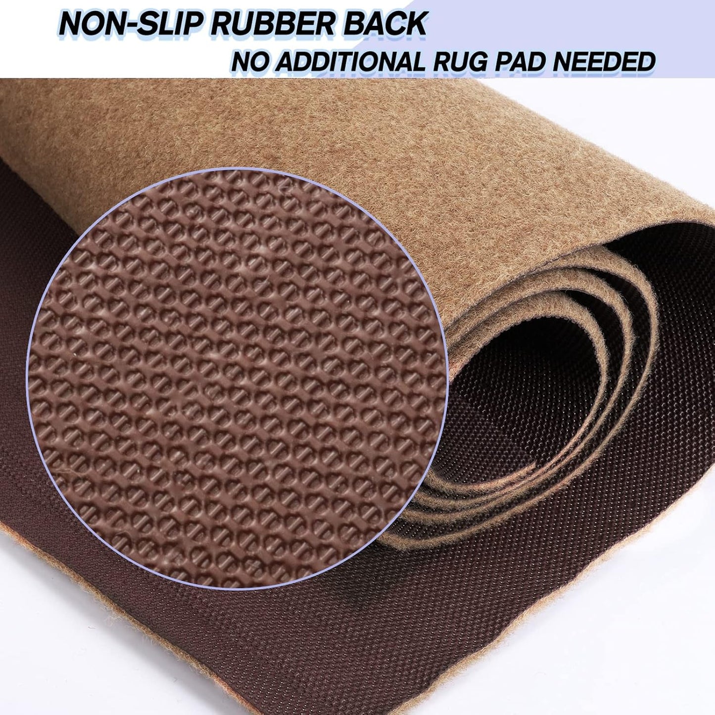 Custom Size Backed Non-Slip Area Rugs Runner, Easy Clean, Waterproof Runner Rugs for Hallway Entryway, Kitchen, Laundry, 2FT x 82FT, Beige
