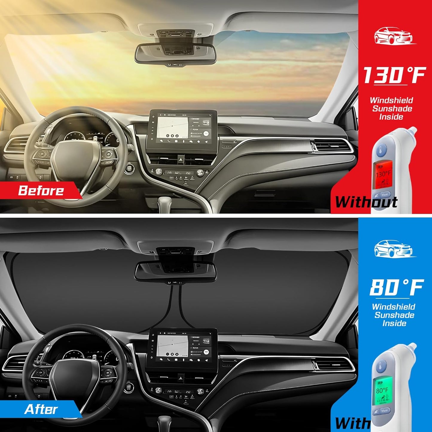 ARISMOTOR Windshield Sun Shade for Toyota Venza 2021-2024, Custom Fit Foldable Front Window Sunshade Sun Visor Protector, Block UV Rays Keep Your Car Cooler