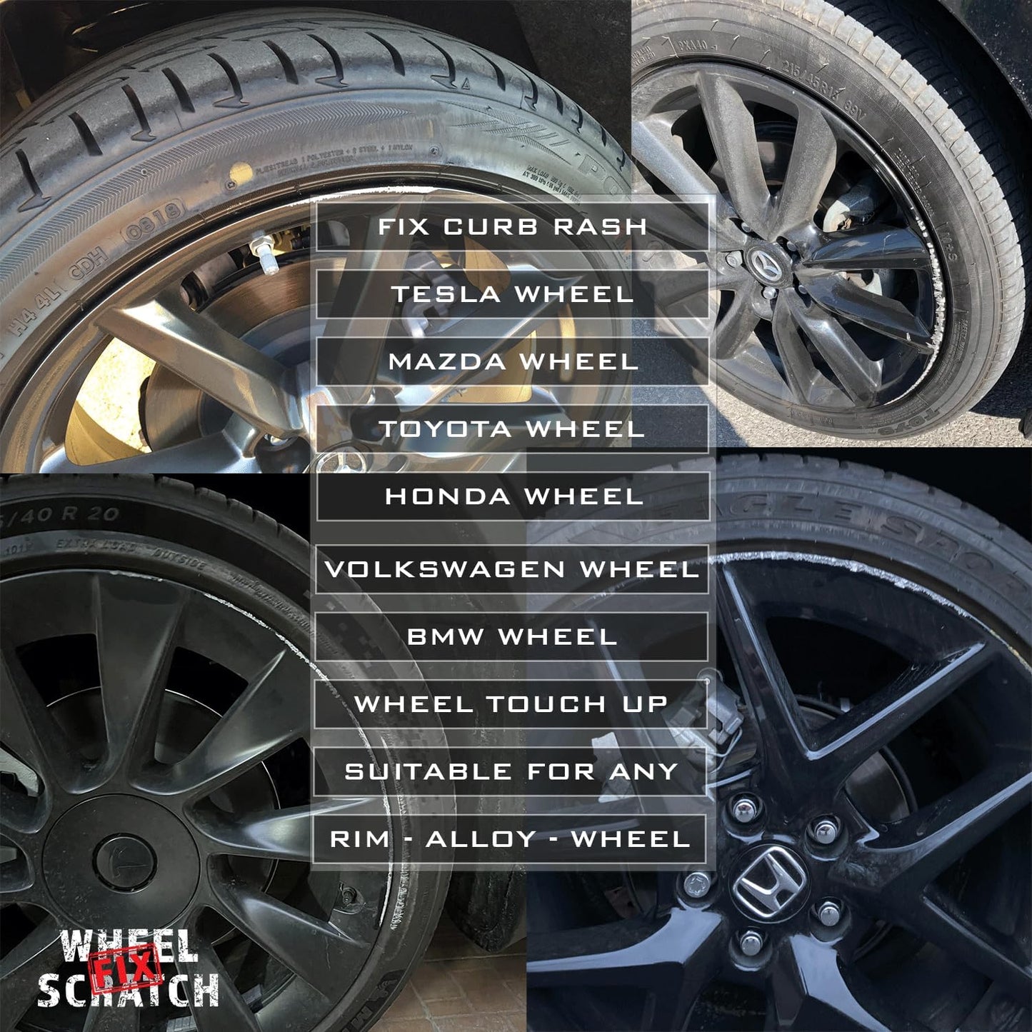 Black Gloss Rim Touch Up Paint Pen, Car Wheel Scratch Repair, Curb Rash Repair, Gloss Black Wheel Paint