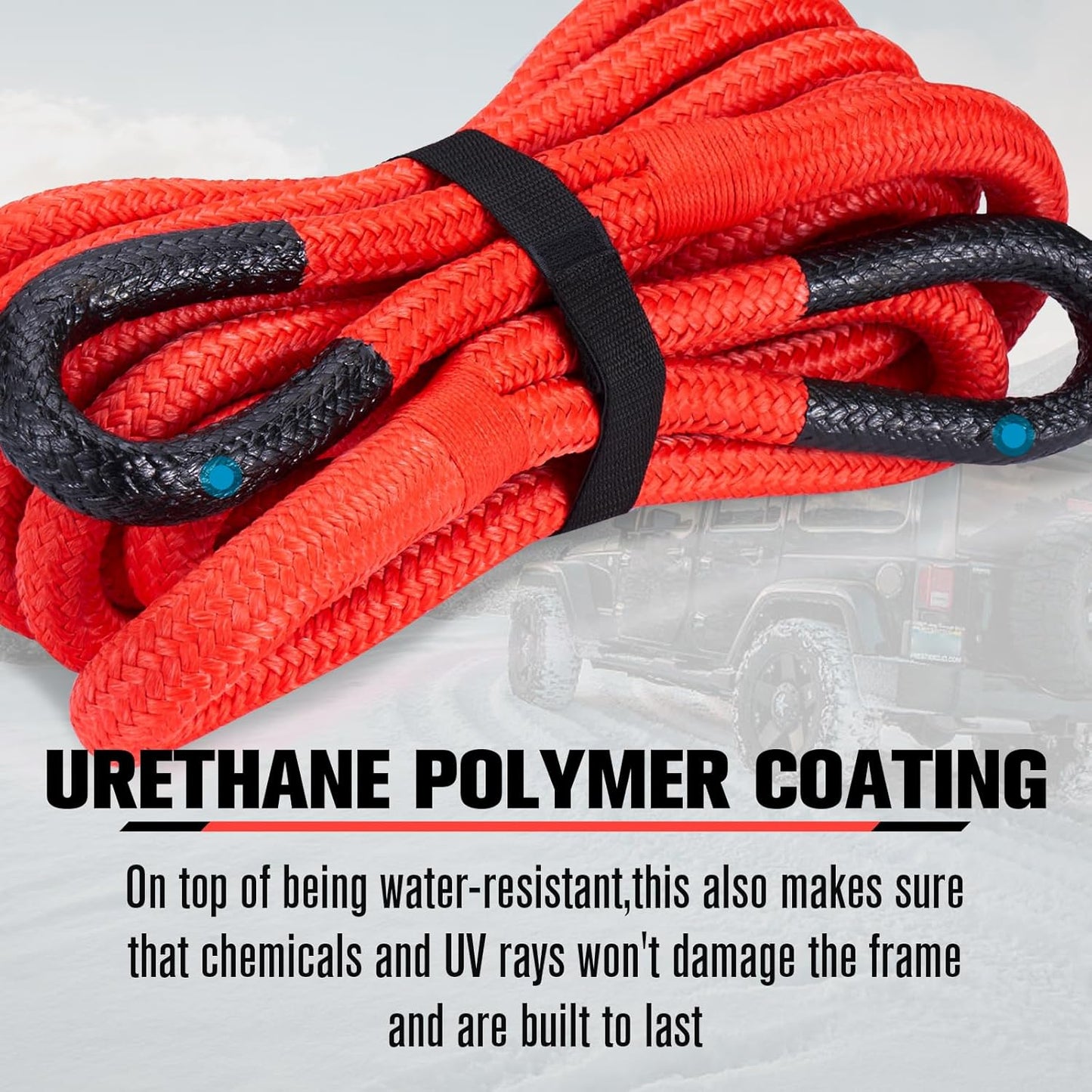 FieryRed 3/4” x 20FT Kinetic Recovery Rope Kit with 2 Soft Shackles, 26500LBS MBS Heavy Duty Tow Rope Snatch Strap Offroad for SUV, Truck, Car and Tractor