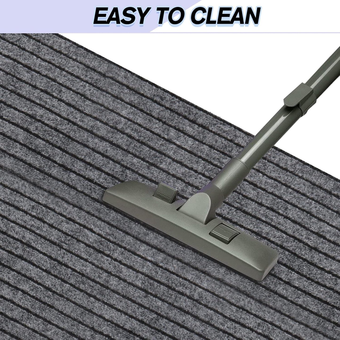 Custom Size Backed Non-Slip Area Rugs Runner, Easy Clean, Waterproof Runner Rugs for Hallway Entryway, Kitchen, Laundry, 2FT x 14FT, Gray Stripe
