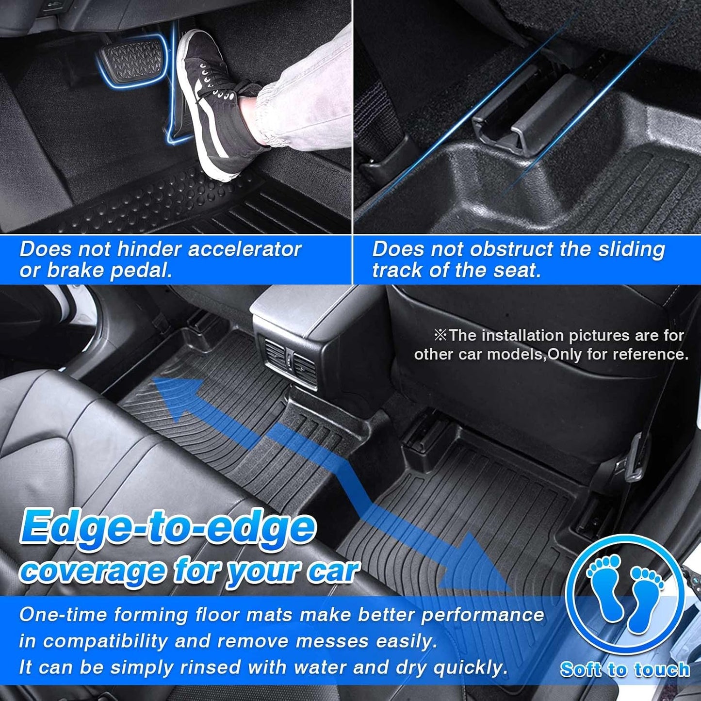 Cartist Floor Mats Compatible with Spark Accessories All Weather Floor Mat for 2016-2022 Chevy Chevrolet Spark Carpet Protection 3D TPE (Not Fit Spark EV)