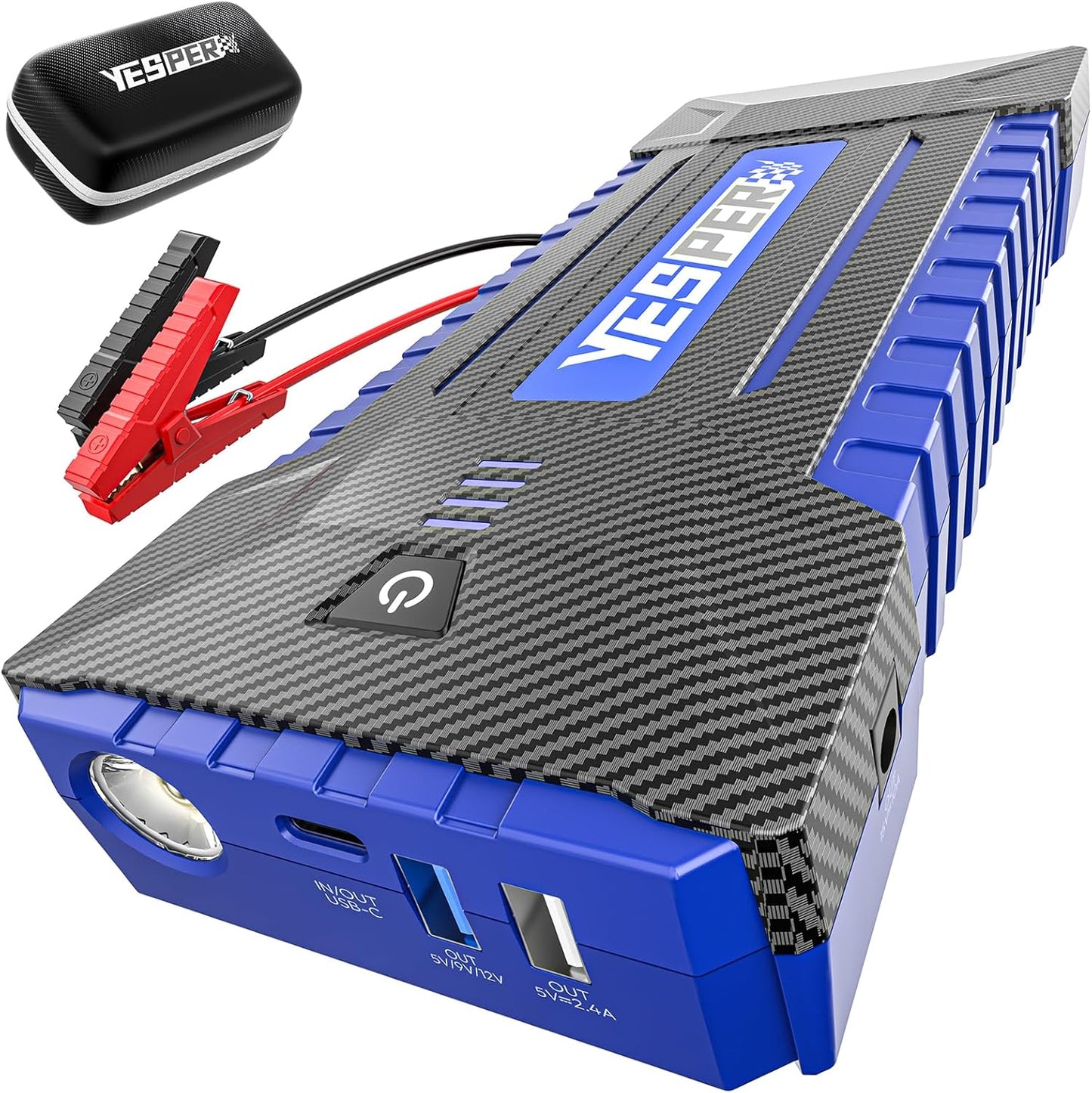 YESPER 2160A Car Jump Starter Portable，Battery Jumper Booster Pack, Boost Jump Box for Most 12V Vehicle (Up to 9.0L Gas/7.0L Diesel Engine), DSLI Safe Tech, PD 15W Fast Charge & DC 15V Port
