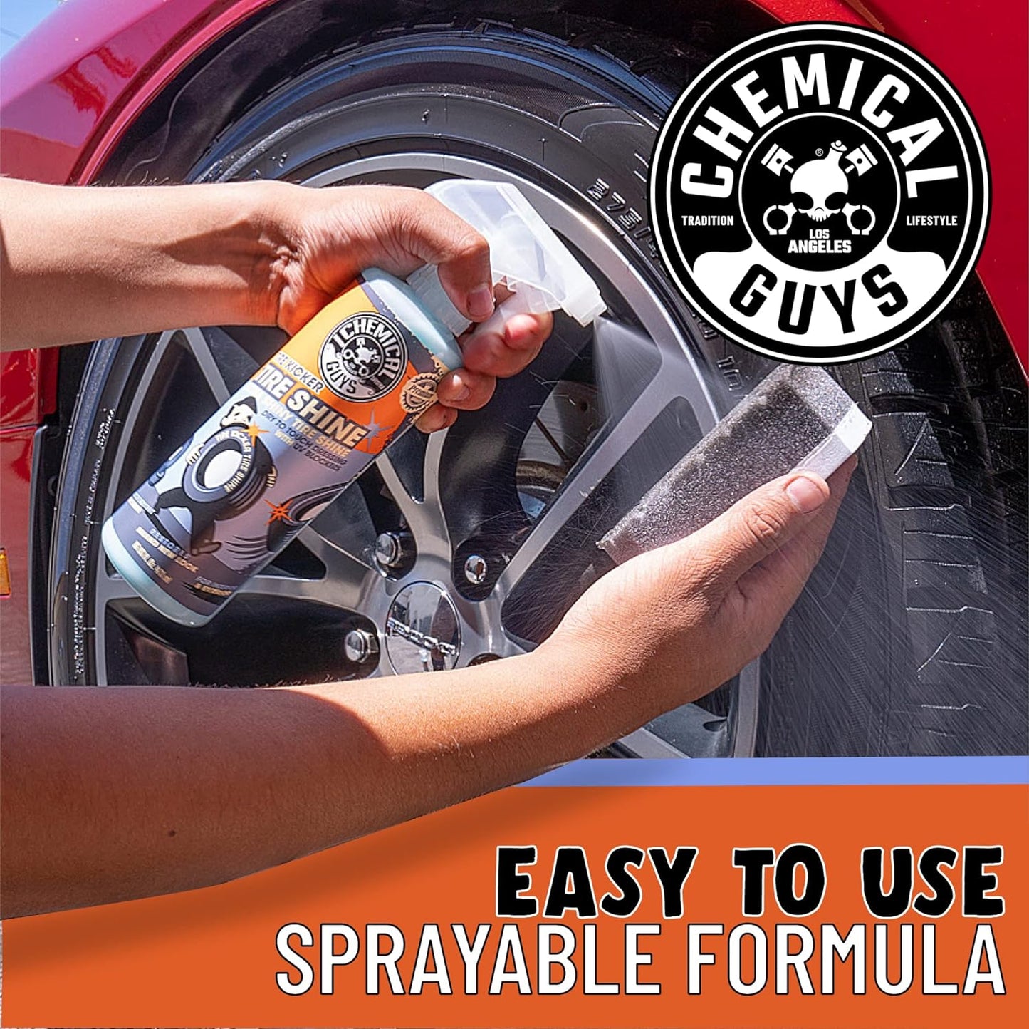 Chemical Guys Tire Kicker Sprayable Extra Glossy Tire Shine (Works on Rubber, Vinyl & Plastic), Great for Cars, Trucks, SUVs, Motorcycles, RVs & More, 16 oz (2 Pack)