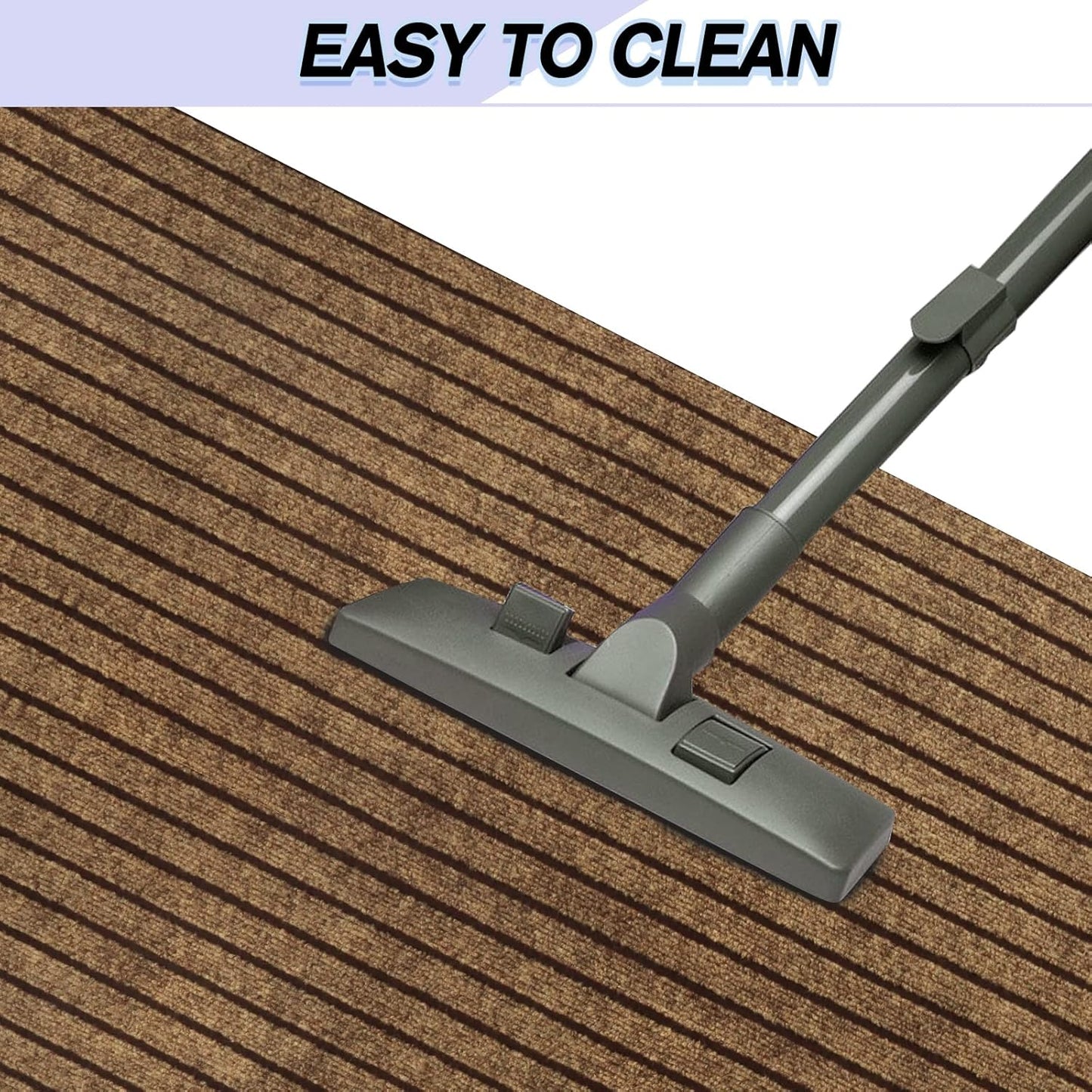 Custom Size Backed Non-Slip Area Rugs Runner, Easy Clean, Waterproof Runner Rugs for Hallway Entryway, Kitchen, Laundry, 3FT x 35FT, Brown Stripe