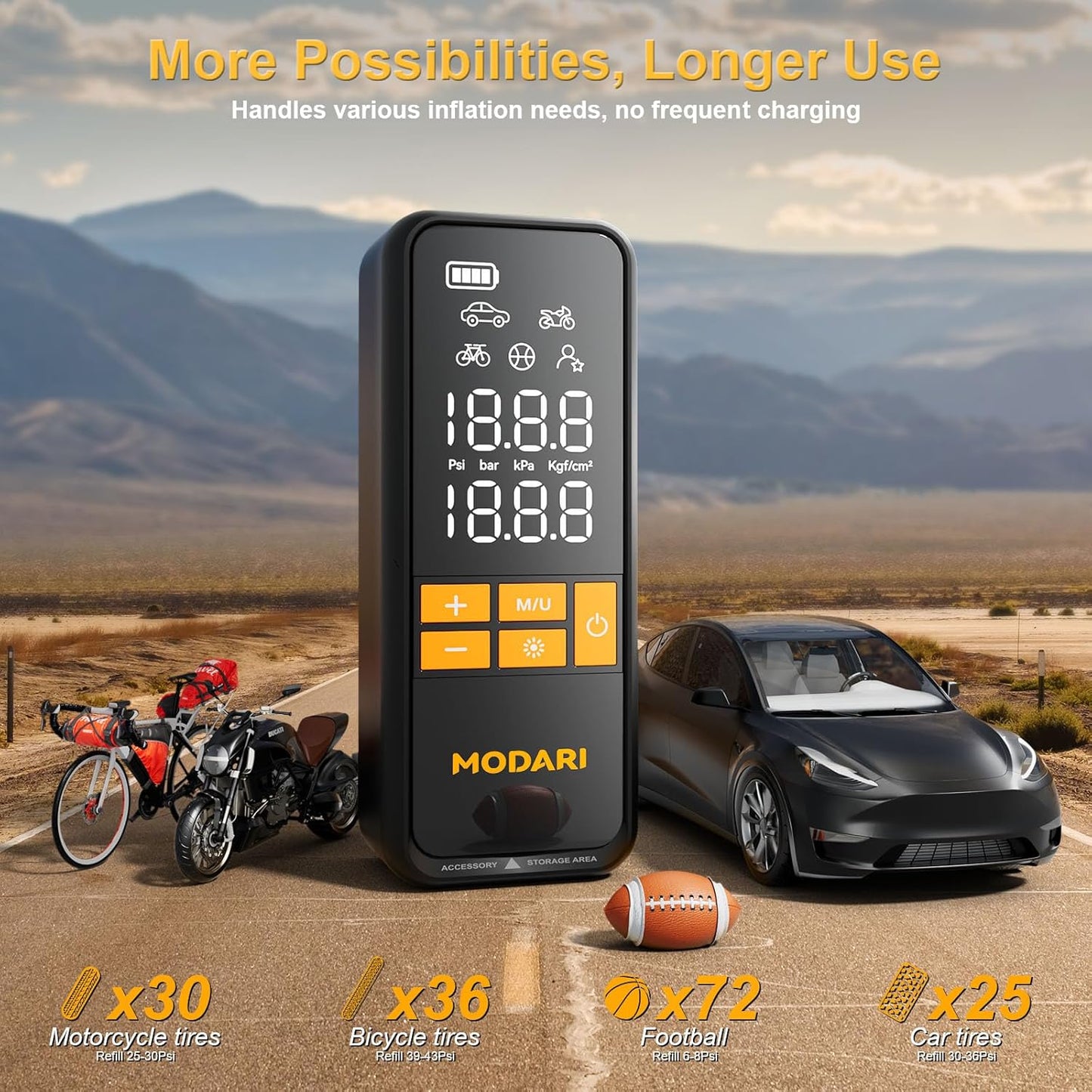 Tire Inflator Portable Air Compressor, 5X Faster 160 PSI Portable Tire Inflator for Car with Carrying Case, Built-in Magnetic Storage, Auto Shut-Off Cordless Air Pump for Car Tires, SUV, Truck