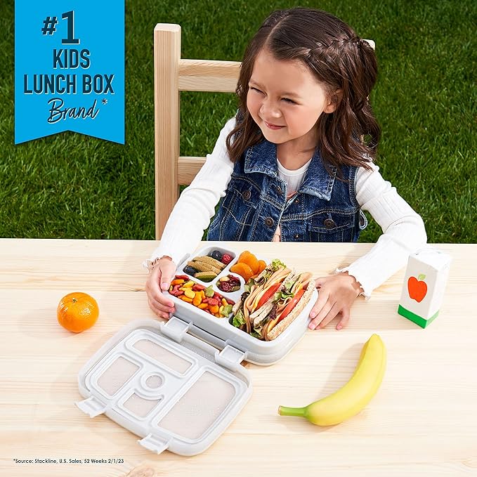 Bentgo Kids 5-Compartment Lunch Box - Glitter Design for School, Ideal for Ages 3-7, Leak-Proof, Drop-Proof, Dishwasher Safe, & Made with PFAS & BPA-Free Materials (Glitter Edition - Silver)